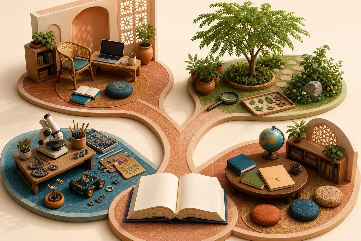 Alternative learning paths through home study, nature, making and community learning